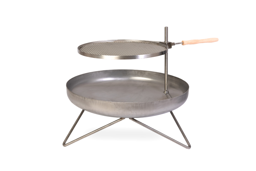 Nerezové přenosné ohniště Ø 70 cm V s grilovacím roštem