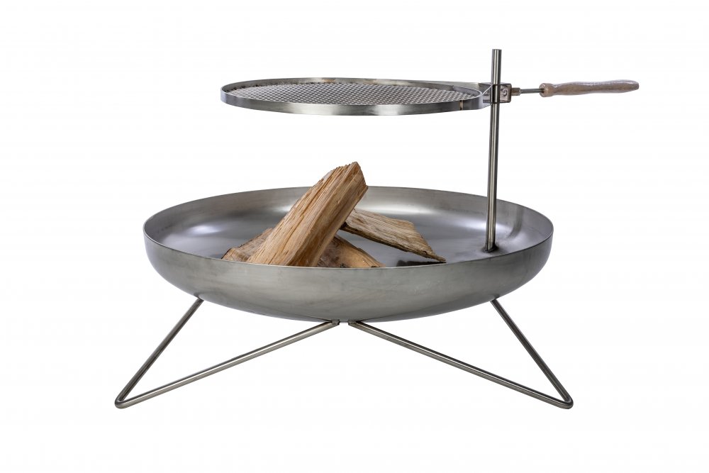 Nerezové přenosné ohniště Ø 90 cm V s grilovacím roštem