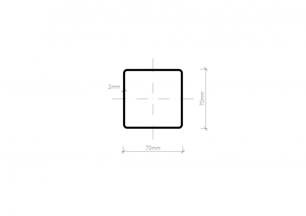 Pozinkovaný jekl 70 x 70 x 2 mm - délka 3 m