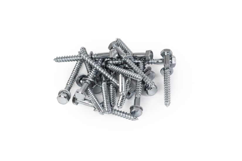 Vrut s podložkou pro montáž držáků plotových polí do dřevěných sloupků