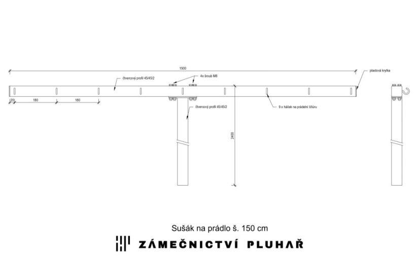 Výkres sušáku na prádlo