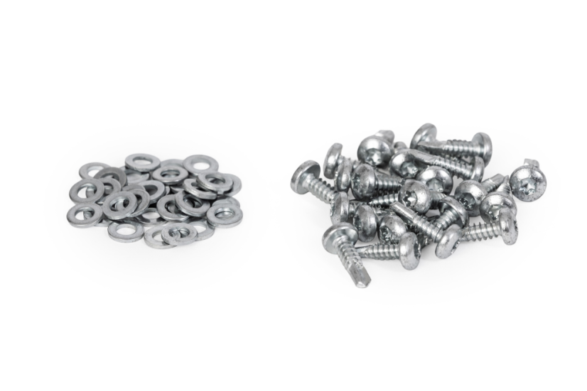 TEX skrutka s podložkou na montáž držiakov plotových polí do kovových stĺpikov