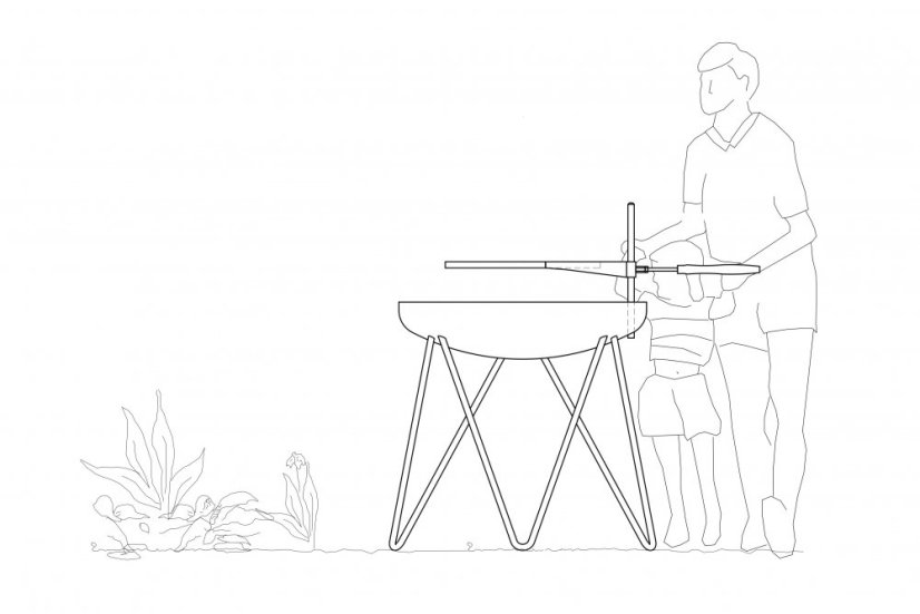 Poměr zahradního grilu Ø 80 cm k postavě