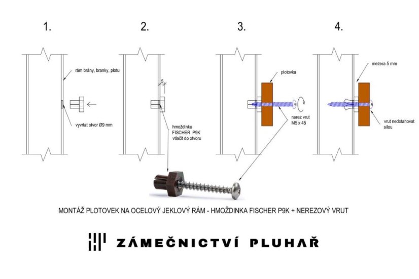 Montážny návod - Hmoždinka FISCHER P9K + nerez vrut