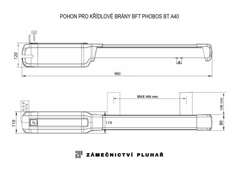 Pohon křídlové brány BFT PHOBOS BT B40