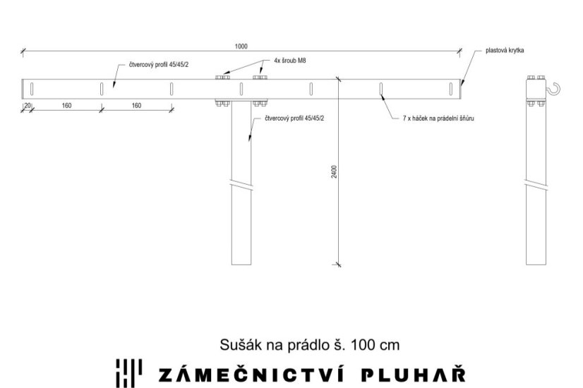 Výkres sušáku na prádlo