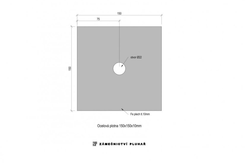 Roznášecí plotna 150x150x10 mm