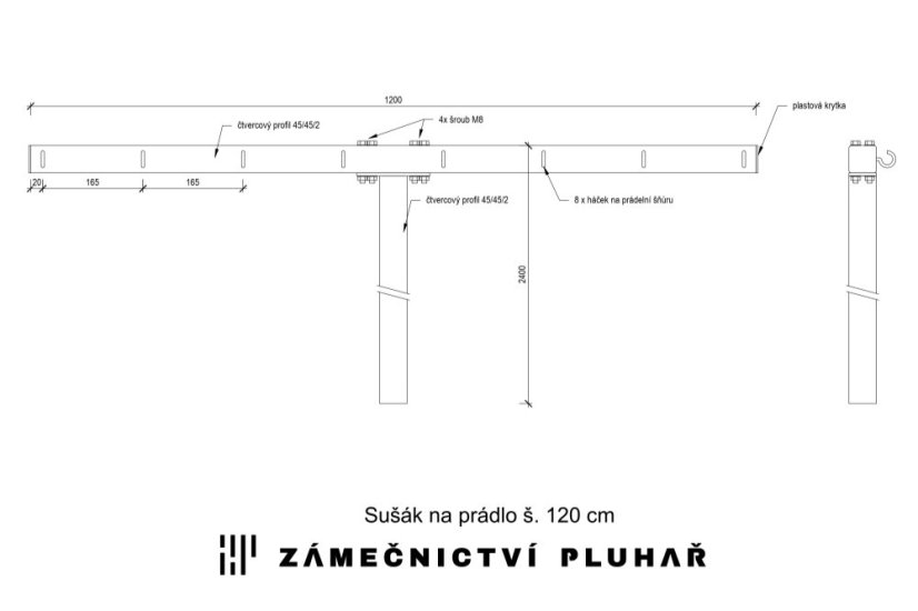 Výkres sušáku na prádlo