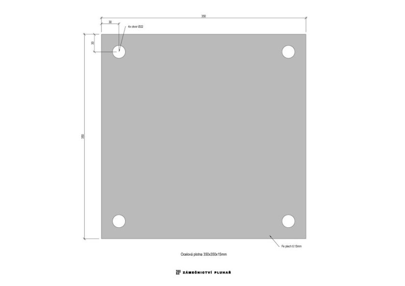 Oceľová platňa 350x350x15 mm