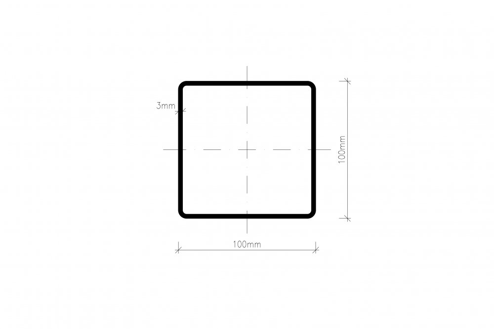 Pozinkovaný jekl 100 x 100 x 3 mm - délka 3 m