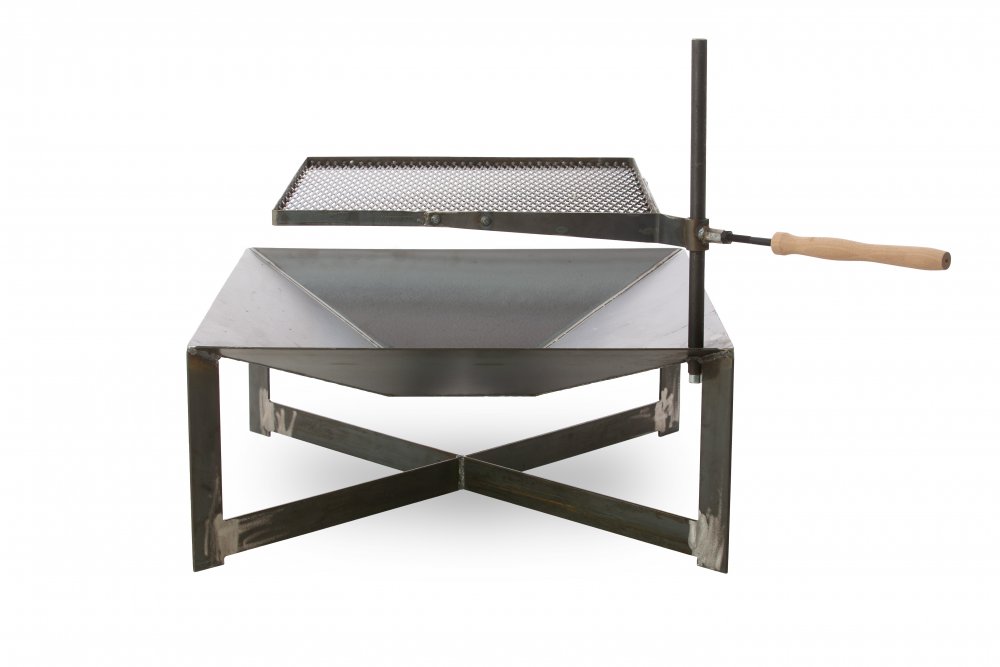 Přenosné ohniště 80 x 80 cm s grilovacím roštem