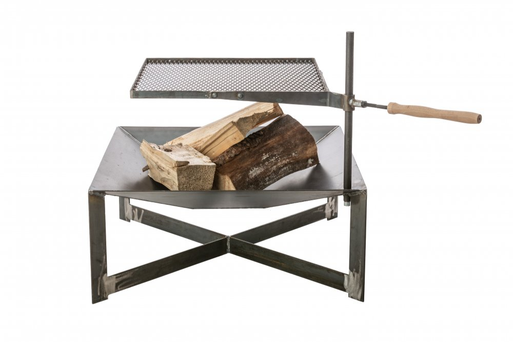 Přenosné ohniště 70 x 70 cm s grilovacím roštem